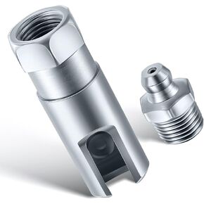 Saillong Grease Gun Coupler with 1/8 inch NPT Threads, Push on Slotted Right Angle 90 Degree Grease Coupler Fits Standard 1/8 inch NPT Grease Hoses, 2.1 Inch Length