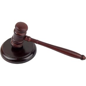 RP Remarkable Power, Black Gavel and Block Set Handcrafted Wood Gavel and Round Hammer Sound Block for Judge Auction Court