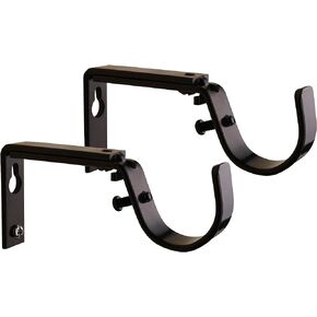 Meriville Set of 2 Oil-Rubbed Bronze Curtain Drapery Rod Bracket for 1 1/4-Inch Rod, Adjustable