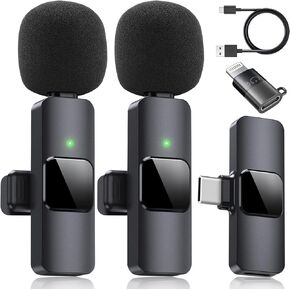 Dual Wireless Lavalier Microphone for iPhone, iPad - Perfect for Video Conferencing, Recording, and Live Streaming