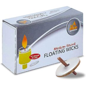 Round Floating Wicks – 150 Count (Approx.), Medium Sized Cotton Wicks and Cork Disc Holders for Oil Cups -with Wick Removal Tweezers - by Ner Mitzvah