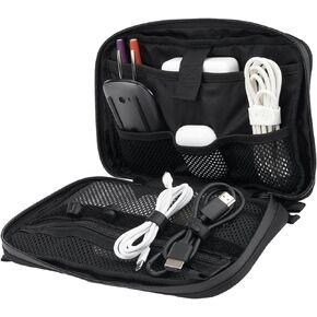 Pelican Electronic Organizer Travel Case - Portable Tech Pouch with Multiple Storage Mesh Pockets for Cables, Cords, Chargers, Power Bank, AirPods - Airplane Travel Essentials Bag - Black