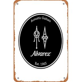 علامة "ALvarez" للقيثارات الصوتية المطبوعة من القصدير المعدني العتيق مقاس 8 × 12 بوصة in Kuwait