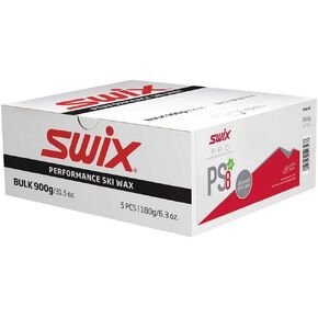 PS08-90 - PRO Speed Wax Shop - PS8 RED - 25 to 39 Degrees Fahrenheit - Bulk 900g Box - 5 X 180g Bars - Fluoro Free - Ski or Snowboard
