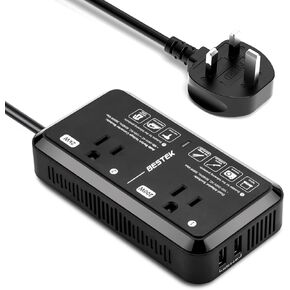 US to UK Plug Adapter 2000W Travel Voltage Converter 220V to 110V Converter with 2 USB Ports and Type G Adapter for Hair Dryer/Curling Iron/Phone for UK Ireland Scotland Hong Kong (White)