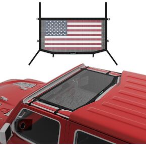 Mesh Sunshade for Jeep Gladiator, Convenient Mesh Soft Top with Strong Straps for Jeep Gladiator(2018-2023), Jeep Gladiator(JT) Accessories (Black, Front)