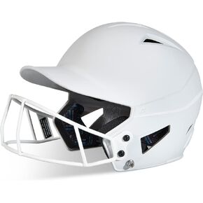 CHAMPRO HX Rise Fastpitch Softball Batting Helmet with Facemask in Solid Color Matte Finish White Medium