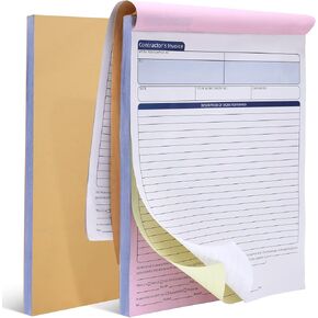 Crtiin 2 Books Contractors Invoice Book Carbonless Forms Receipt Book Work Order Forms for Small Business with Blank Invoice Sheets (2 Part)