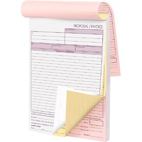 Contractor Invoice Book 8.5 x 11 3 Part Carbonless Triplicate Invoices Forms with White, Canary, and Pink Copies - Practical Contractors Proposal for Receipts, Work, Sales and Orders, 50 Sets