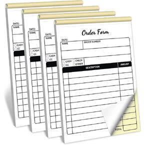 Receipt Book,Handheld 2-Part Carbonless,4x5.5 inches, Carbon Duplicate Copy Sales Receipt Form, Invoice Pad, Cute Convenient for Small Boutique Business,White/Yellow,Pack of 2(50 Sets per Book)… in Kuwait