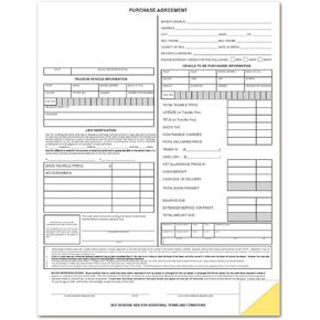 Vehicle Purchase Agreement Forms (2-Part) (100 per Pack)