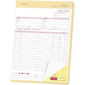 NextDayLabels - NCR Carbonless Order Forms, Bound Wraparound Cover, 50 Sets per Book. (5-1/2 x 8-1/2" - 2 Part)