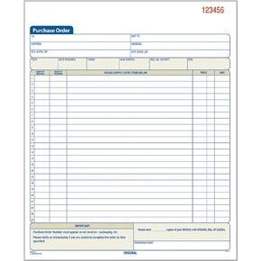 Adams Purchase Order Book, Carbonless, White/Canary, 2-Part, 8-3/8 x 10-11/16 Inches, 50 Sets (DC8131)
