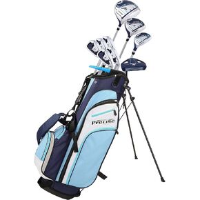 M3 Ladies Womens Complete Golf Clubs Set Includes Driver, Fairway, Hybrid, 7-PW Irons, Putter, Stand Bag, 3 H/C's Blue - Regular or Petite Size!
