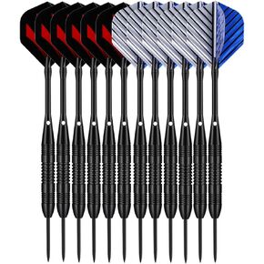 6 Pack / 12 Pack Steel Tip Darts Set 22 23 24 Grams Steel Dart with Aluminum Shaft 18 pcs Dart Flights 6 pcs Spare Aluminum Dart Shafts 6 pcs Rubber O-Rings and Dart Sharpener