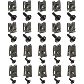 40Pcs Motorcycle Fairing Bodywork M5 M6 Bolts & Spring Spire Speed Fastener Clip Nuts Kit Fit for Most Motorbikes Black