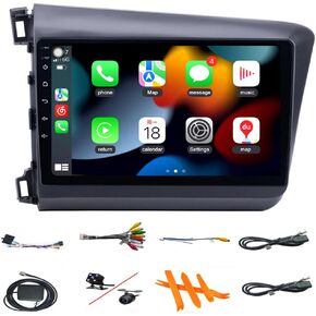 لهوندا سيفيك راديو 2012-2015 سيارة ستيريو لاسلكي Carplay Android Auto مع شاشة لمس IPS مقاس 9 بوصة ونظام تحديد المواقع العالمي (GPS) لوحدة رأس السيارة مدمجة في كاميرا احتياطية مجانية DSP (ذاكرة الوصول العشوائي 4 جيجابايت + ذاكرة الوصول العشوائي 64 جيجابايت in Kuwait