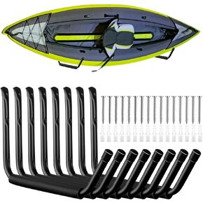 8 Pcs Wall Mount Kayak Storage Rack 15Inch Garage Storage Heavy Duty Hooks Canoe Hanger Hooks Jumbo Arm Kayak Rack for Paddle Board, Ladder, Bicycle, Folding Chairs, Surfboard, Snowboard