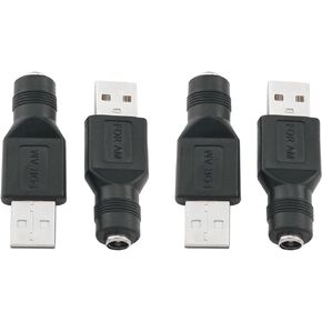 4PCS Power Adapter USB 2.0 Female to DC 5.5x2.1mm Female Connector DC Power Conversion Head Suitable for Small DC or USB Charging Devices Laptops DVD Players Electronic Devices