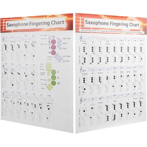 Saxophone Fingering Chart, Coated Paper Sax Beginner Basics Guide Exercise Comparison Table Portable Basic Sax Fingering Chart Musical Instruments Accessories for Beginners
