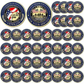 Bulk 40 Pcs Military Challenge Coins Thank You for Your Service Veterans Gift Coins Military Appreciation Coins for Veterans Christmas Military Gift(Classic)