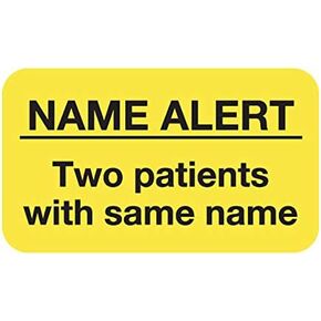 Tabbies Attention Labels - Name Alert D.O.B._, Fluorescent Chartreuse, Alerts Medical Healthcare Information, 3-1/4"W x 1-3/4"H, 250 Labels/Roll (MAP3410)
