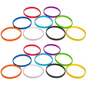 Grifiti Band Joes 0.8 X 0.25 Inch Flat 1.6" Circumference 0.5" Diameter Tiny Silicone Rubber Bands Rings Gasket Food Cooking Durable Office Elastic Wraps 20 Pack Assorted Colors Strong Rubberbands Siliconebands