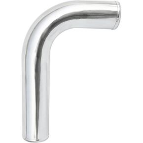 4" OD 90 Degree Aluminum Elbow Air Intake Pipe Tube with 10" Leg, Brush Finished