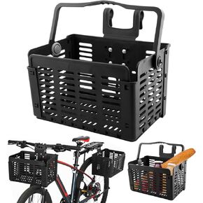 Quick Release Bicycle Front Basket,Foldable Bicycle Frame Basket,Detchable Front Rear Hanging Bicycle Bag Cargo Rack