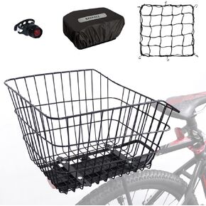 RAYMACE Rear Bike Basket with Waterproof Cover,Bicycle Cargo Rack Storage Basket Mount for Back Under Seat