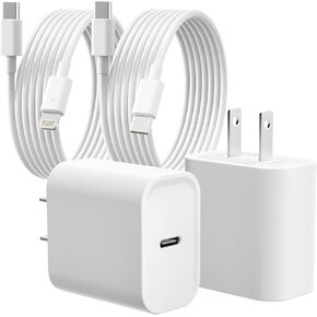 iPhone 15 14 Fast Charger [MFi Certified] 2 Pack 20W USB C Fast Wall Charger Block with 6 FT USB-C to C Cable and USB-C to Lightning Cable for iPhone 15 14 13 12 11 Pro Max XR, iPad, Galaxy, AirPods