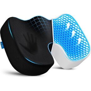 ZIKEE Office Seat Cushion with TPE Gel, Enhances Ventilation & Support Memory Foam Cushion for Sciatica, Back, Tailbone Pain Relief, Long Sitting on Office Desk Chairs, Wheelchairs in Kuwait