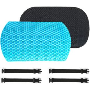 Gel Lumbar Support Pillow for Office Chair Back Support Pillow for Car, Wheelchair, Gaming Chair, Recliner - Gel Back Cushion for Back Pain Relief Improve Posture - Mesh Cover Double Adjustable Straps