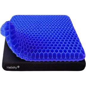 Extra Large Gel Seat Cushion for Long Sitting, Double Thick Egg Seat Cushion with Non-Slip Cover, Breathable Home Office Chair Pads Wheelchair Cushion for Relieving Back Pain Sciatica Pain (Black)