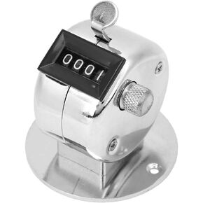 Tally Counter Silver Metal Hand Click Counter 4-Digits Manual Mechanical Palm Counter Stadium Sports Coach Supplies
