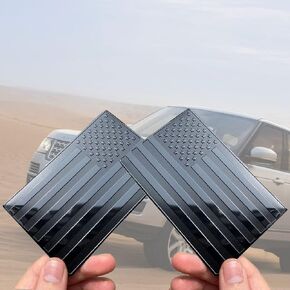 LYCARESUN 2 PCS Embossed 3D Metal Black American Flag Emblem Sticker, 5"x3"USA Flag Decal for Cars Trucks SUV Laptop Wall  (Large)