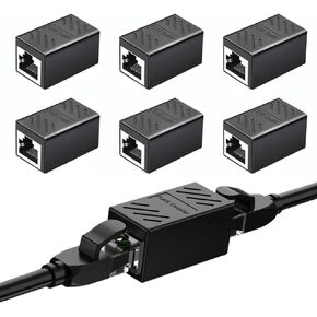 6 حزمة موسع إيثرنت، موسع كابل إيثرنت، وصلة RJ45 أنثى إلى أنثى محول إيثرنت تمديد طول كابل إيثرنت لـ Cat7/ Cat6/ Cat5/ Cat5e (أسود) in Kuwait