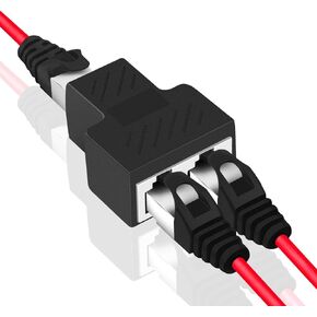 RJ45 Splitter Adapter 1 to 2 Dual Female USB to RJ45 Port 8P8C Extender Plug LAN Interface Ethernet Socket Connector for Cat5, Cat6, Cat7,Cat8