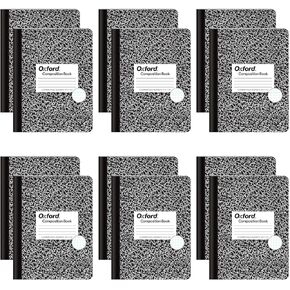 Oxford Composition Notebooks, Graph Ruled Paper, 9-3/4" x 7-1/2", Black Marble Covers, 80 Sheets, 12 per Pack (63786)