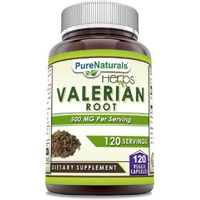 Pure Naturals Valerian Root Supplement | 500 Mg | 120 Veggie Capsules | Non-GMO | Gluten Free | Made in USA