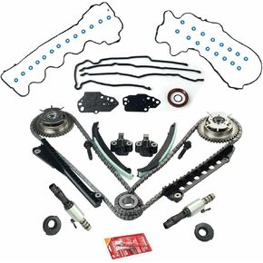 Variable Camshaft Timing Chain Kit W/Cam Phasers and VVT Valves Replacemnt Compatible with 5.4L 3V 2005-2010 Ford F150 F250 F350 Super Duty, Expedition & Lincoln Navigator, Mark LT