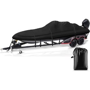 Boat Cover, Waterproof Marine Grade Covers, Inner Seal Design, Fits Bass Boat, V-Hull, Tri-Hull Runabouts, Jon Boat, Fishing/Ski/Trailerable Boat (B,Length 20'-22' Beam up to 106")