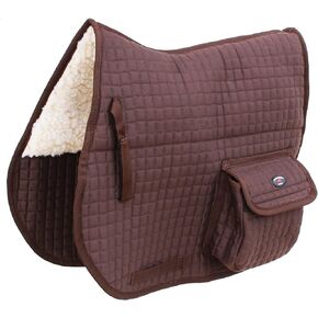 CHALLENGER Horse English Quilted Faux Fur All-Purpose Saddle Pad Pockets 72152