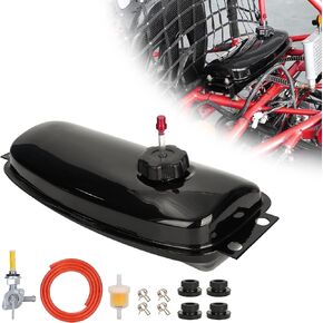 Gas Fuel Tank with Cap Petcock Vent Tube Fuel Filter Line, Sturdy for 150cc 250cc Hammerhead TrailMaster GTS KT Rave SS150 SS250 Kandi KD 150FS 150GKA-2 150GKM-2 Targa 200 Go Kart