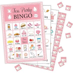 Tea Party Bingo Cards, Tea Party Activities Bingo Game, School Party, Birthday, Bridal Shower, Garden Tea Party, Family Activities Party, Group Activity - 24 Players/08chahui