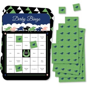 Big Dot of Happiness Kentucky Horse Derby - Bar Bingo Cards and Markers - Horse Race Party Bingo Game - Set of 18
