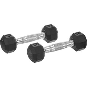 Dumbbells Hand Weights Set of 2 - Rubber Hex Chrome Handle Exercise & Fitness Dumbbell for Home Gym Equipment Workouts Strength Training Free Weights for Women, Men