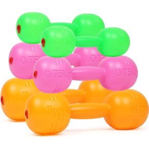 Kids Plastic Weight Set Dumbbells Set for toddlers | Barbell Fitness Exercise Equipment for Home Gym Workout (Set of 6 pcs)