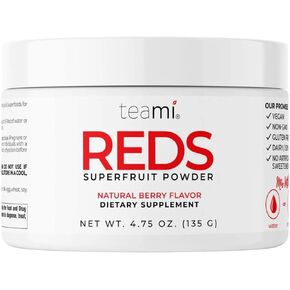 Teami Delicious Super Reds Powder for Boosting Energy and Immune Support | Red superfood Powder with antioxidants, Minerals, adaptogens & nutrients | Helps with Afternoon Fatigue & Brain Fog | 4.75oz