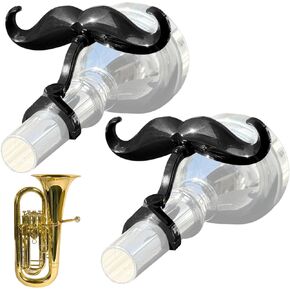 [2 Pack] Clip-On Mustache For Tubas - Includes Protective Case - Made To Fit All Tuba Mouthpieces - Perfect Accessory For Young Musicians
